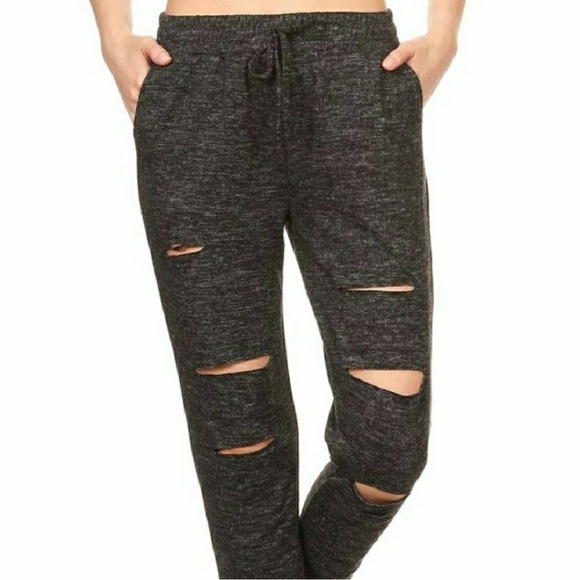 shosho Pants - ❤️ Black Knit Joggers